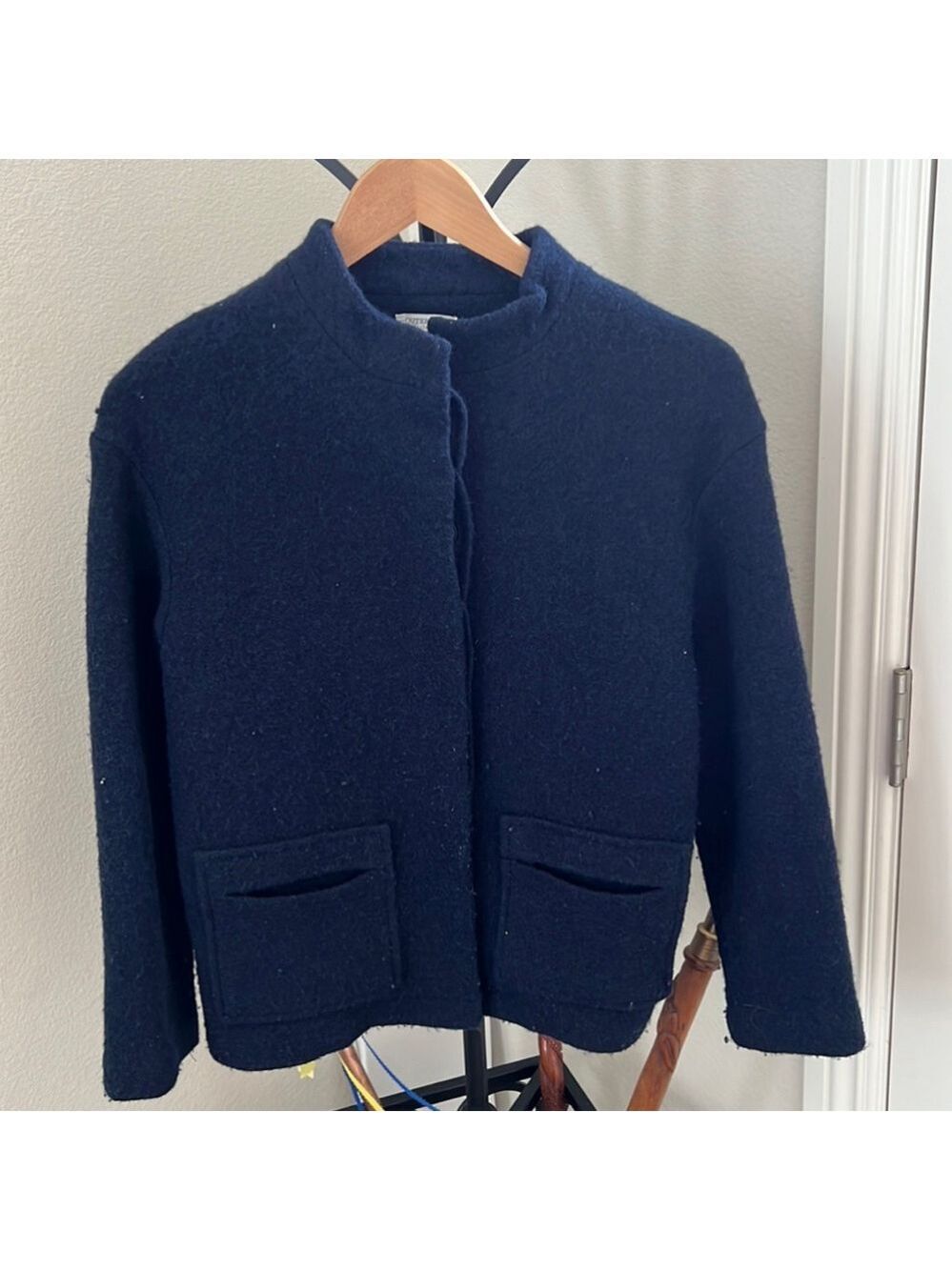 Zara girls navy wool pea coat. Size 13-14